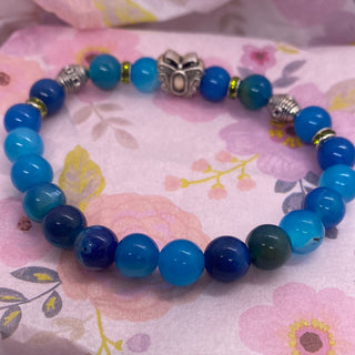 Shades of Blue Round Bead Stretch Bracelet