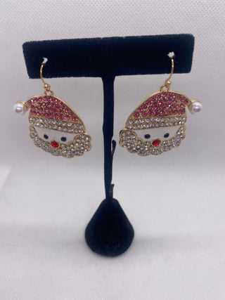 Pink Crystal Santa Claus Earrings