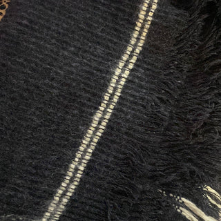 Deep Grey & White Ribbed Scarf