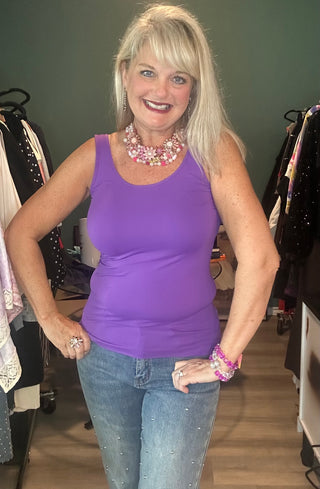 Buttery Soft Reversible V or U Neckline Seamless Tank Top Purple