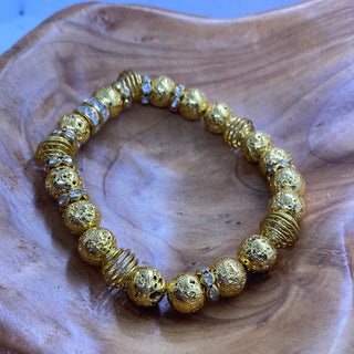 Gold Lava Bead Swirl Stretch Bracelet