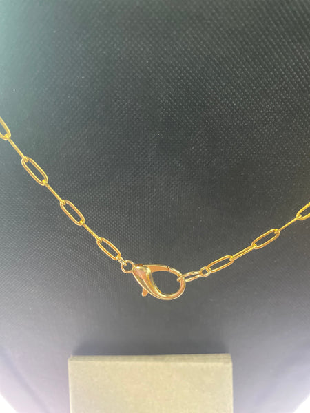 28 inch Gold Tone Paperclip Chain w Oval Carabiner Necklace