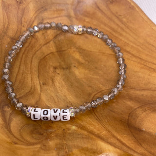 Custom Love Crystal Bead Stretch Bracelet Solids