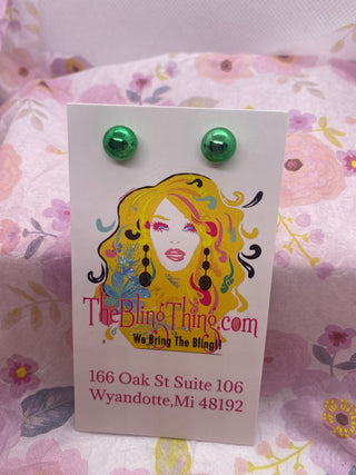 Green Ball Christmas Post Earrings