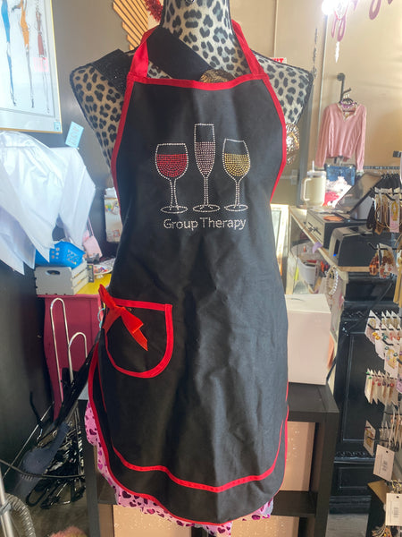 Group Therapy Sweetheart Style Rhinestone Wine Apron
