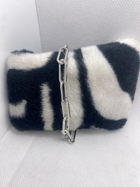 8 inch Silver Paper Clip Bracelet