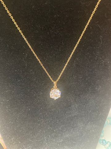 18 inch Gold Tone Chain CZ Diamond Necklace