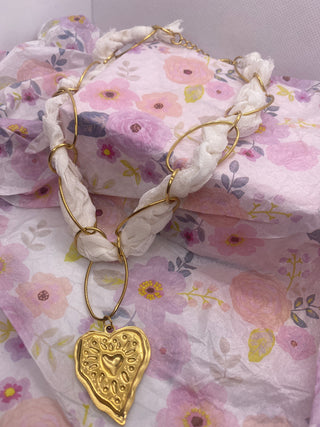 Braided Heart Scarf Necklace
