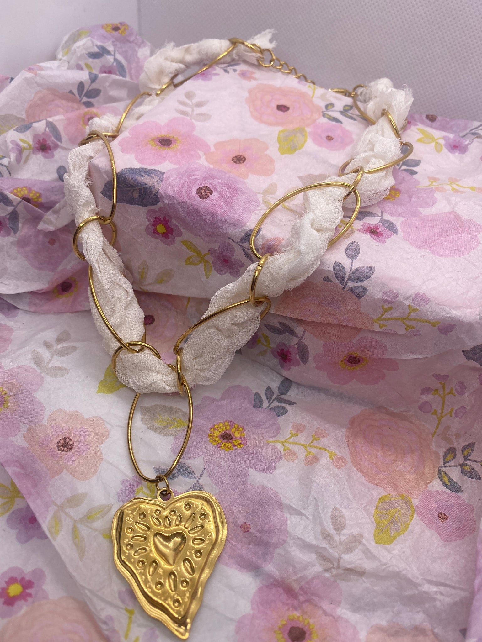 Braided Heart Scarf Necklace