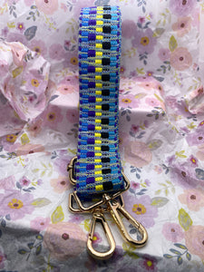 Adjustable Length  Shades of Blue Yellow Purple Black Guitar Purse Strap