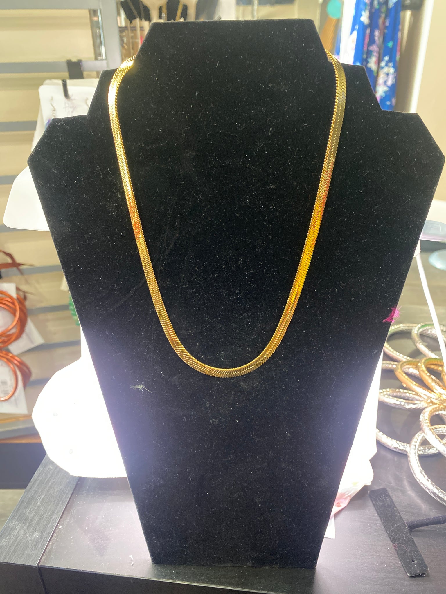 Gold Tone Stainless Steel 18” Omega Choker Chain Necklace