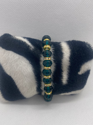 Green Shiny Rondelle Bead Stretch Bracelet