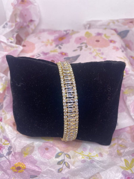 Gold Tone Crystal Cuff Bracelet