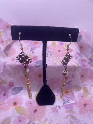 3.5 inch Gold Tone Paperclip Dangle Earrings
