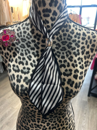 Black White Stripe 2 x 34 Long Narrow Scarf