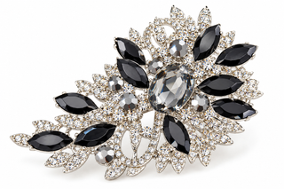 Midnight Glam Black & Crystal Statement Brooch Vintage Inspired Jewelry