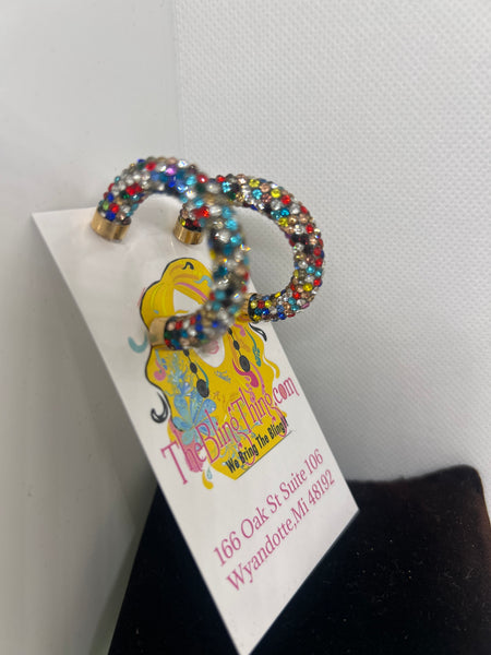 Bling Multicolor Tube Hoop Earrings