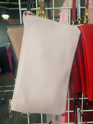 Monogrammable 3 Compartment Wristlet Crossbody Purse Light Pink
