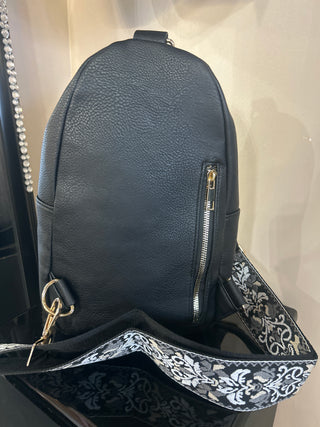 Black  Interchangeable Strap Boho Sling Bag Purse