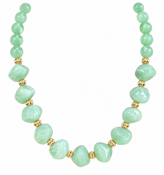 Mint Green & Gold Statement Beaded Necklace