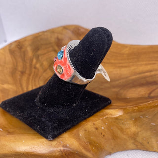 Pink Coral Multi Color Rhinestones Ring