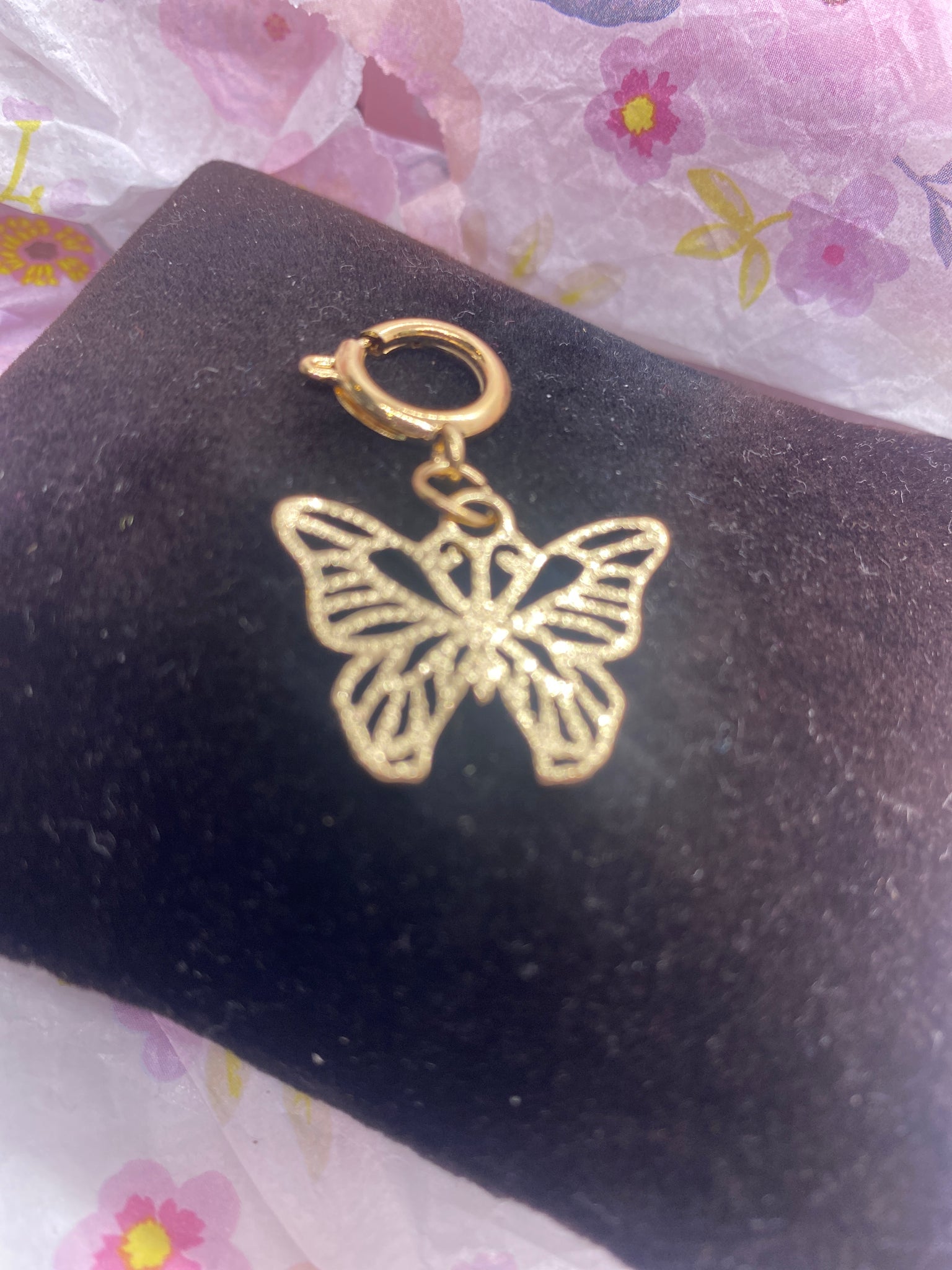 Gold Tone Butterfly Charm