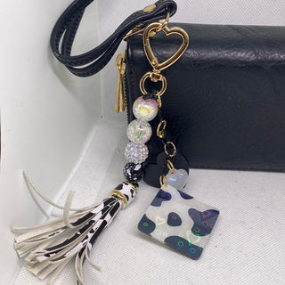 Cowsa Black White Cowprint Keyring