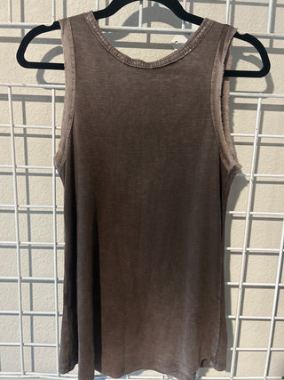 Made in Italy Washed Ribbed V neck Tank Top