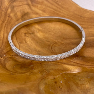 Silver Tone CZ Diamond Bangle Bracelet