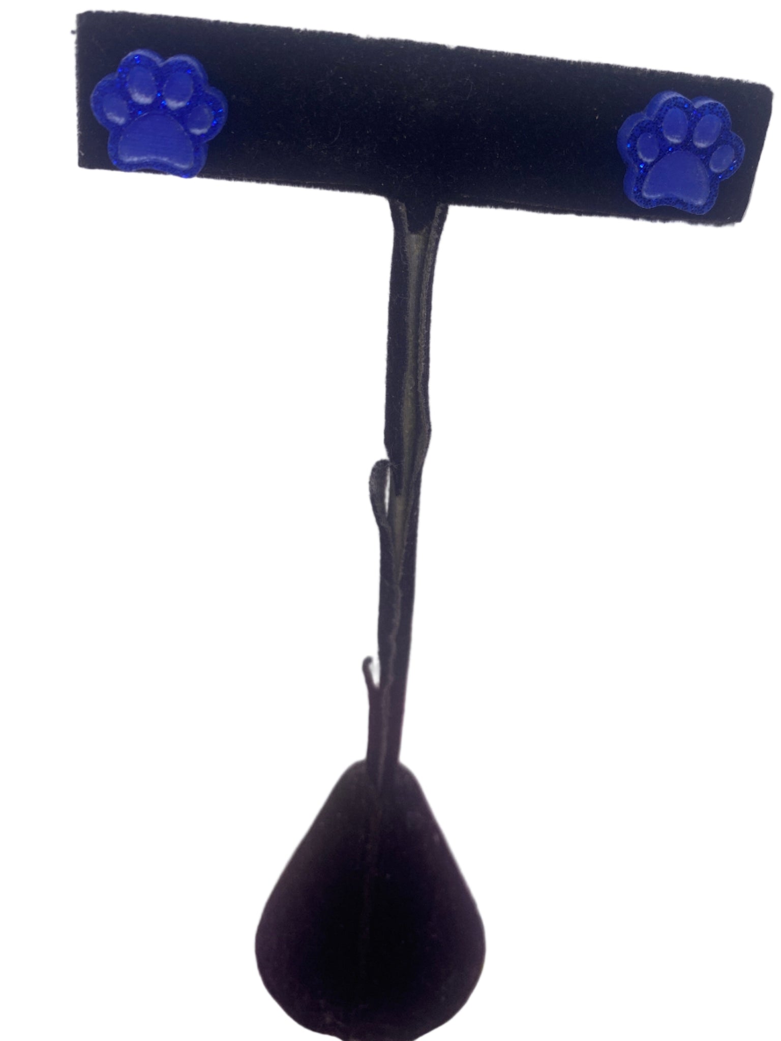 Small Blue Paw Print Game Day Post Earrings