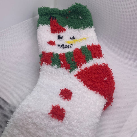 White Snowman Socks Sz 9-11