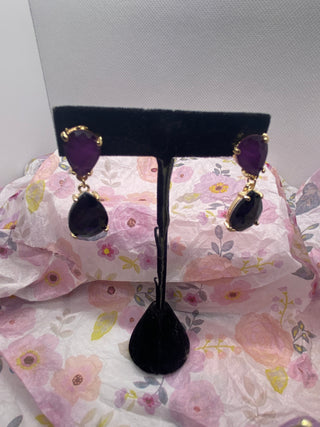 Purple Teardrop Post Earrings