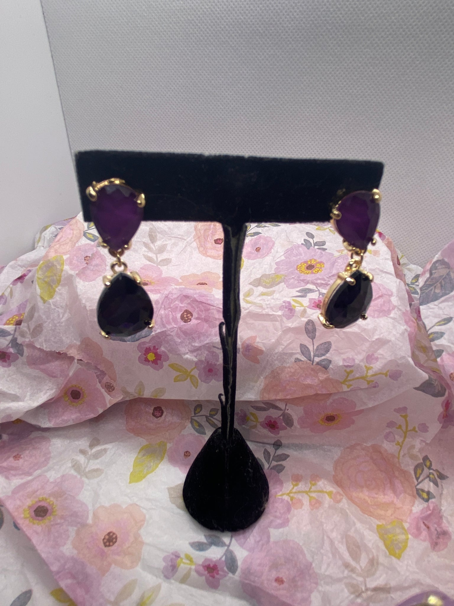 Purple Teardrop Post Earrings