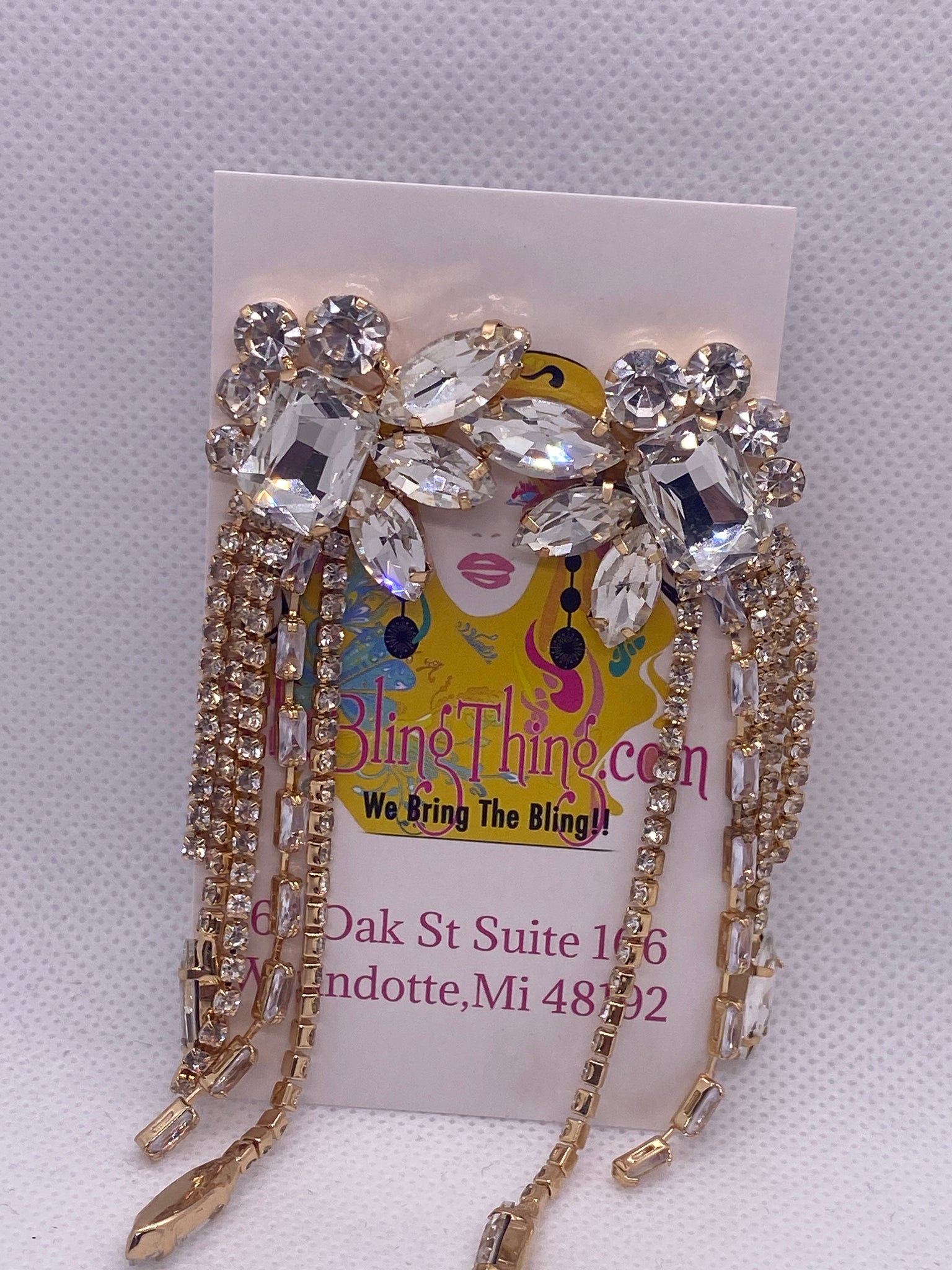 Gold Tone Crystal Earrings