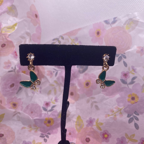 Green Butterfly Post Earrings