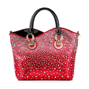 Red Rhinestone Tote Handbag Purse