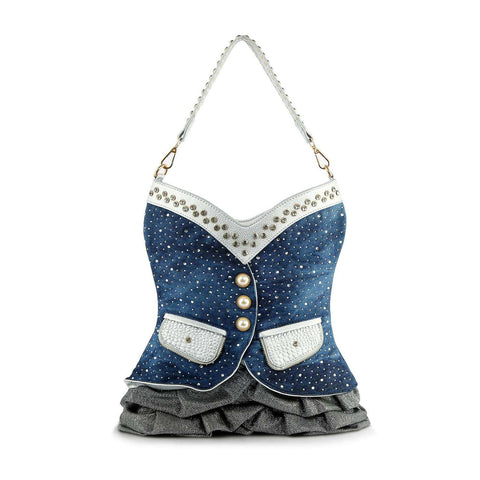 Sparkling Vest Design Purse Blue Silver