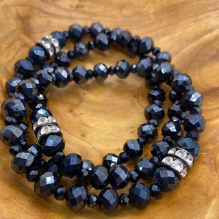 Midnight Blue Stretch Bead Bracelet