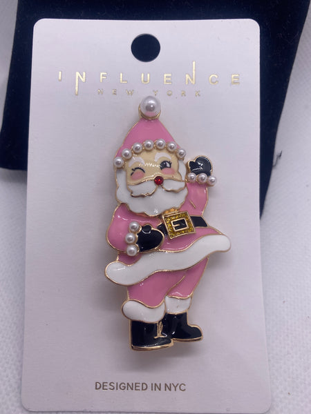 Pink Santa Claus Pin Pendant