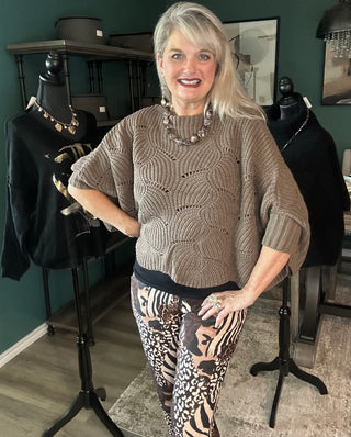 Textured Mocha Statement Sweater