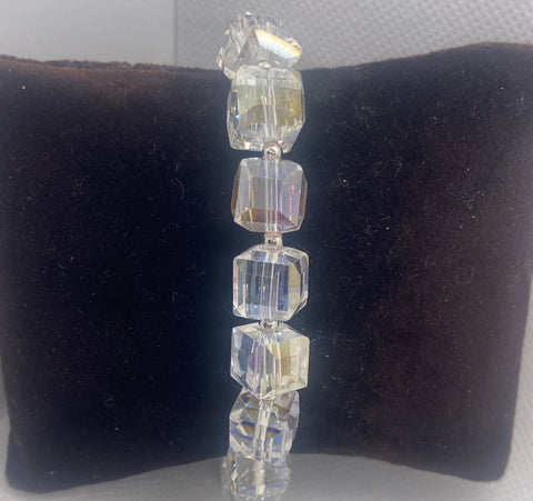 Clear AB Square Glass Bracelet Magnetic Closure