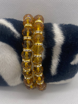 Golden Yellow Shiny Rondelle Bead Stretch Bracelet