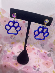 Blue Lions Paw Custom Earrings