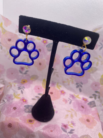 Blue Lions Paw Custom Earrings