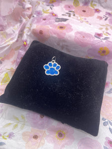 Blue Lion Paw Charm Necklace or Bracelet Silver Accent