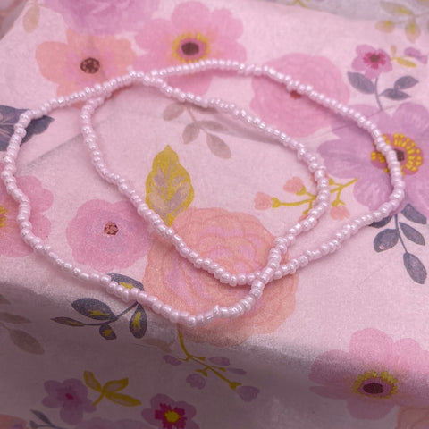 Pale Pink Seed Bead Stretch Bracelet