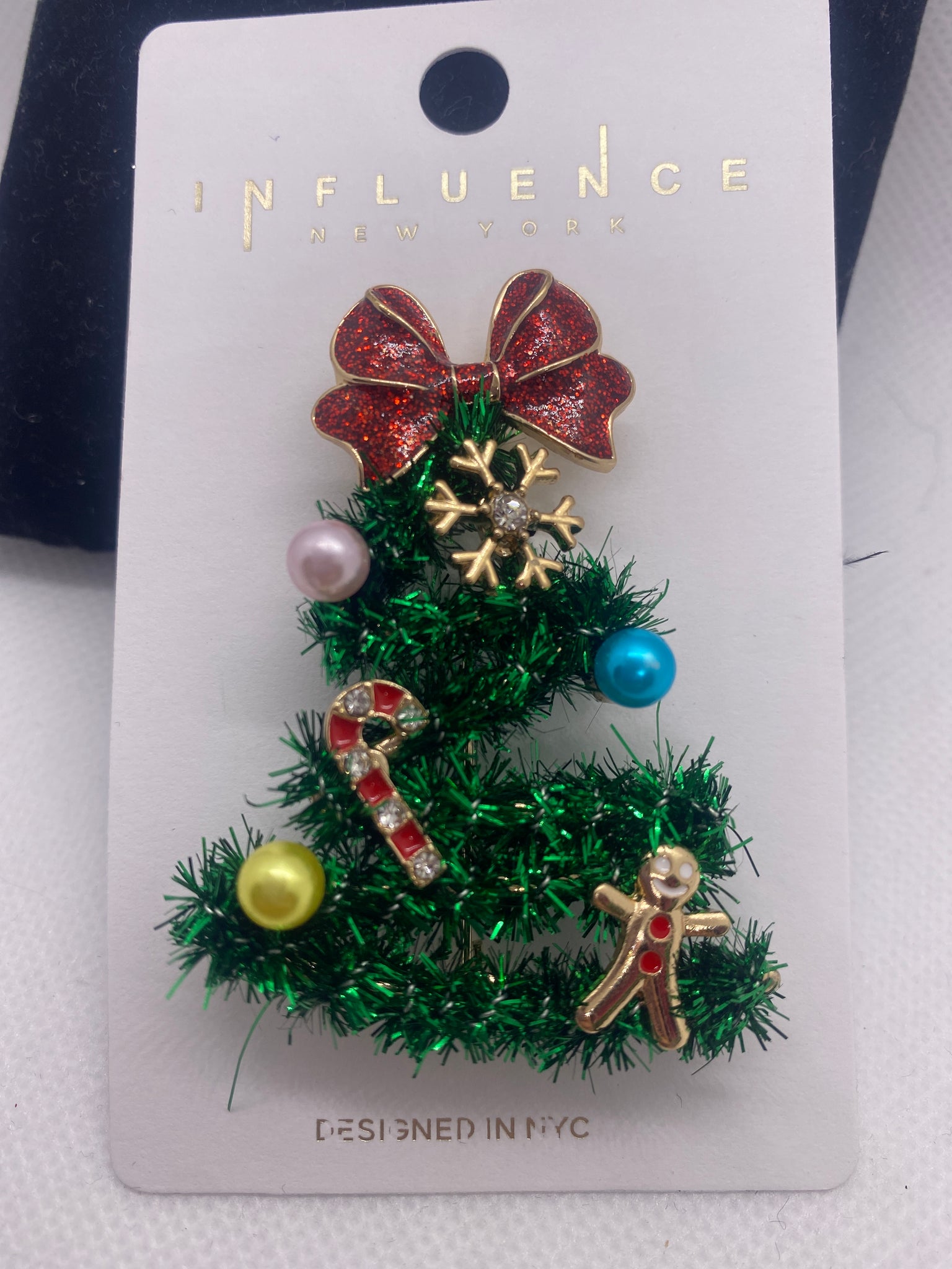 Green Glitter Tree Christmas Pin Pendant