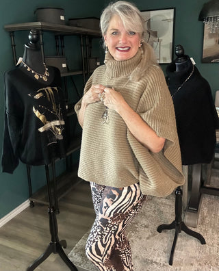 Mocha Turtleneck Poncho