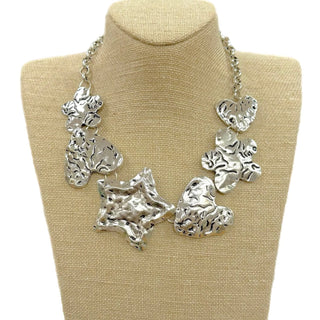Custom Silver Tone Hammered Metal Necklace