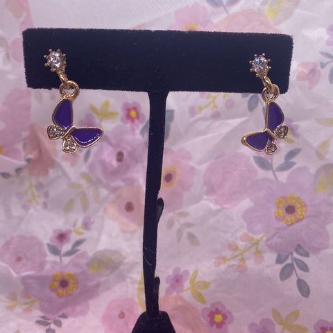 Purple Butterfly Post Earrings